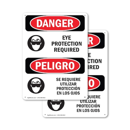 Signmission 18 in Height, 12 in Width, Aluminum, Rectangle, Bilingual OS-2PACK-DS-A-1218-VS-1225